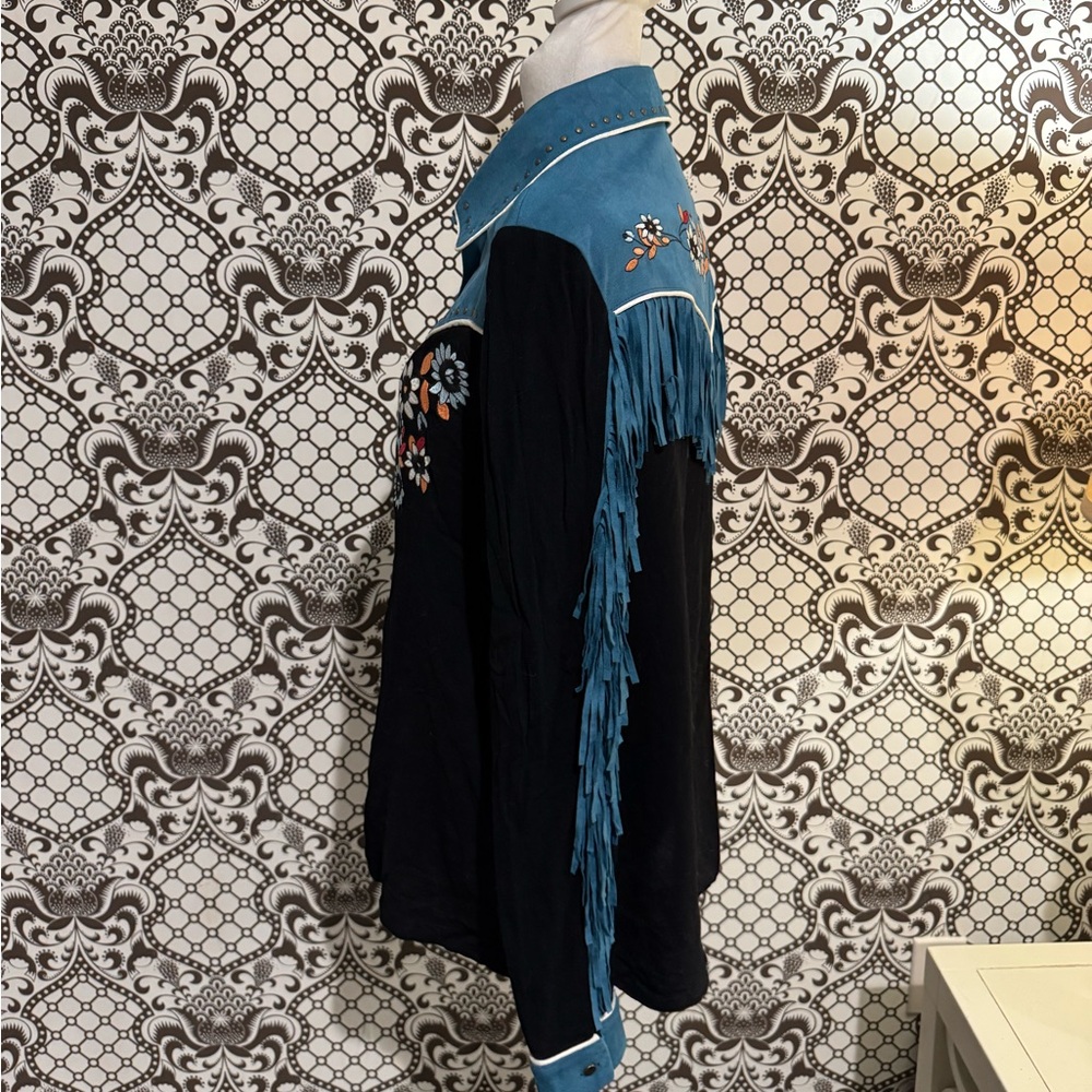 🆕 JOHN MOON 🤠 Vintage-Inspired Western Shirt Embroidered Fringe Rodeo | Sz M - Picture 5 of 8